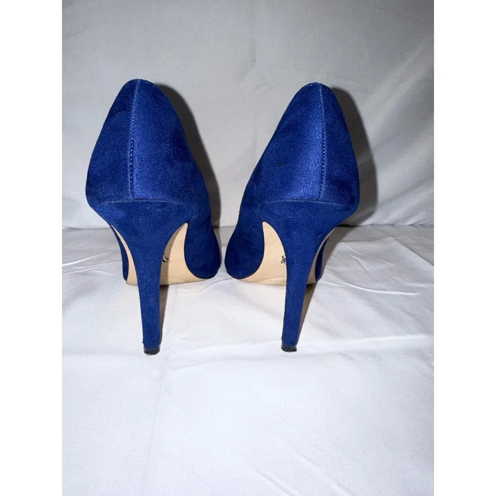 Rock & Republic Womens Royal Blue Faux Suede Almond Toe Stiletto Pumps Heels